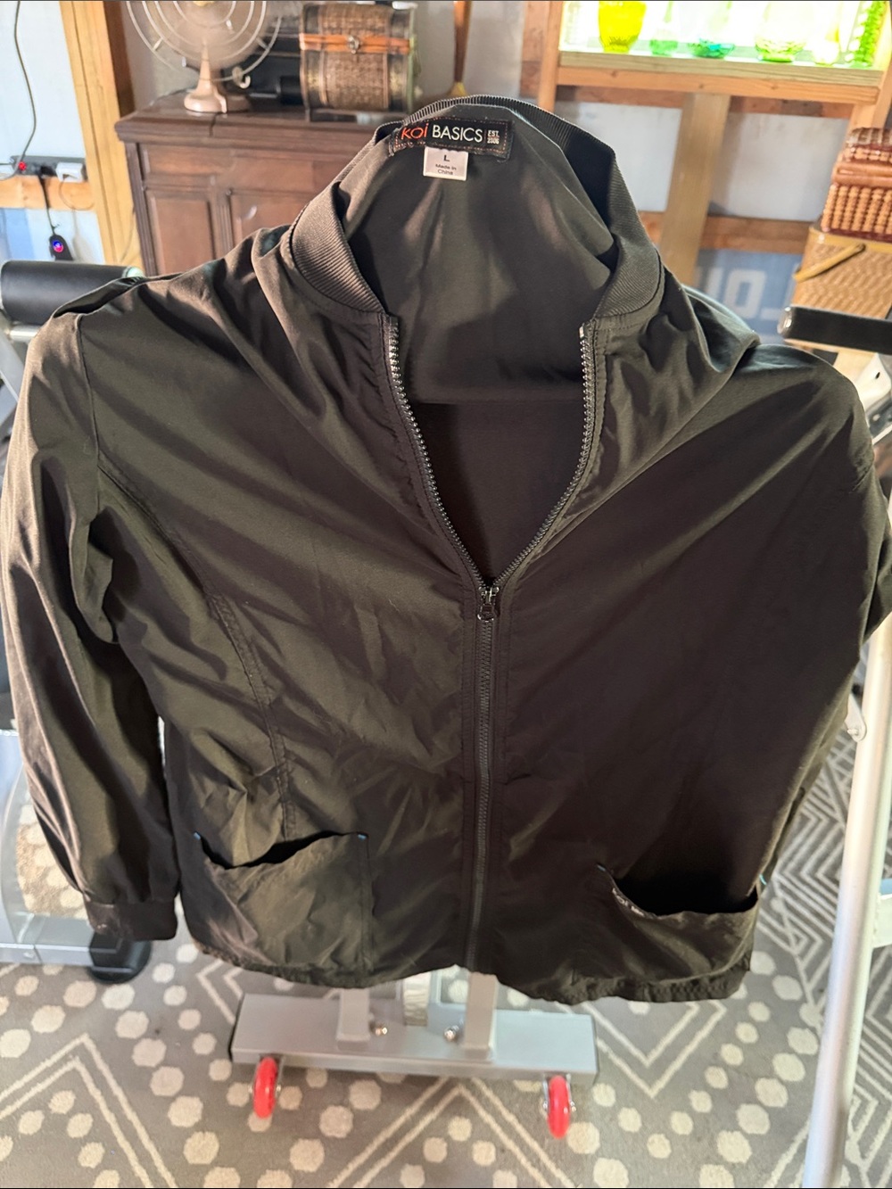 koi Black Lightweight Bomber Jacket